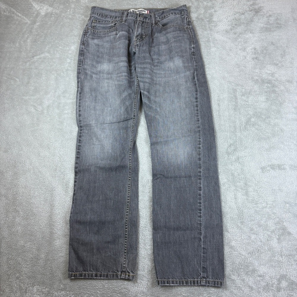 Levi's Jeans Mens 31x32 (Fits 30x31) 514 Slim Straight Gray Faded Denim